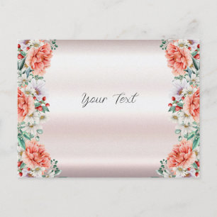 Cartão Postal de Flor de Peônia em Aquarela