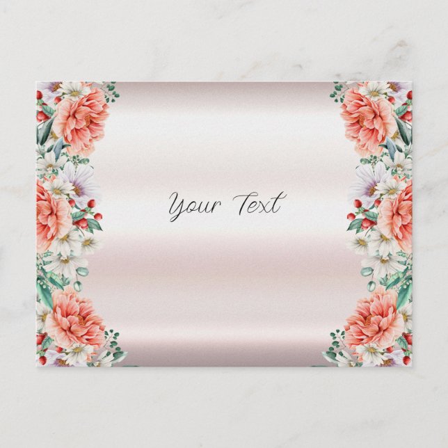 Cartão Postal de Flor de Peônia em Aquarela (Frente)