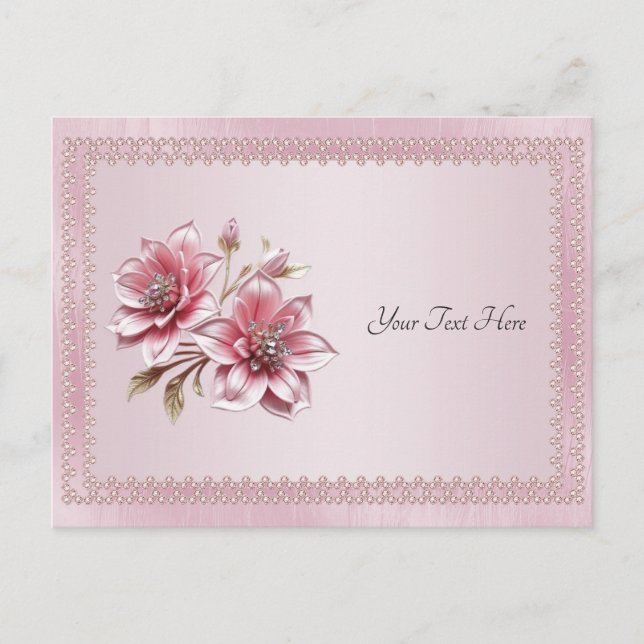 Cartão Postal de Flores Rosa Modernas (Frente)