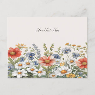 Cartão Postal de Flores Silvestres Coloridas