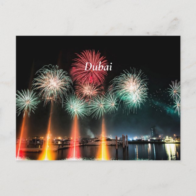 Cartão postal de fogos de artifício do Dubai (Frente)