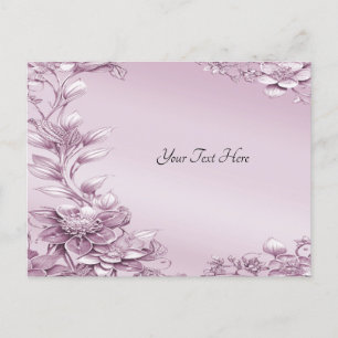 Cartão Postal de Folhagem Floral Rosa