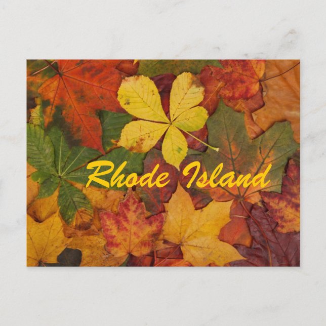 Cartão Postal de Folhas de Outono de Rhode Island (Frente)