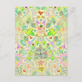 Cartão postal de Folhas, Flores, Corações, Trevos