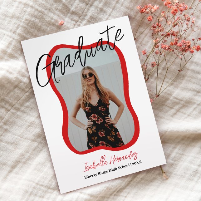 Cartão postal de formatura manuscrito de onda (Criador carregado)