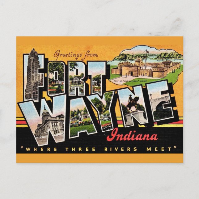 Cartão postal de Fort Wayne IN (Frente)