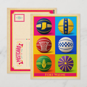 Cartão Postal de Fort Wayne Indiana Basquete Vinta