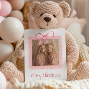 Cartão Postal de Foto de Família Feliz Natal Perso