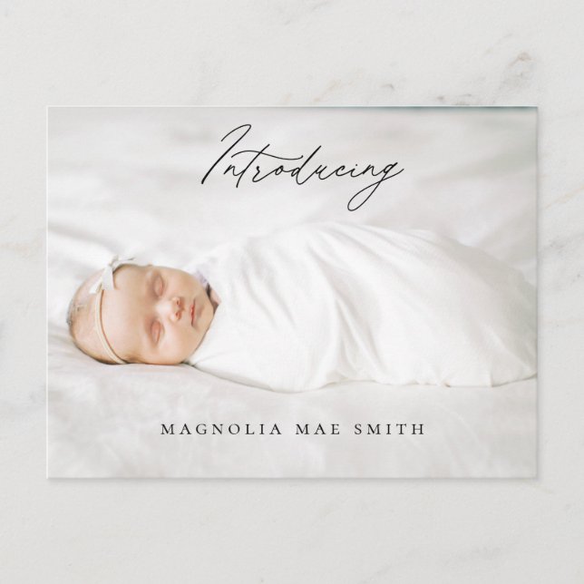 Cartão Postal de Foto de Nascimento em Caligrafia (Frente)