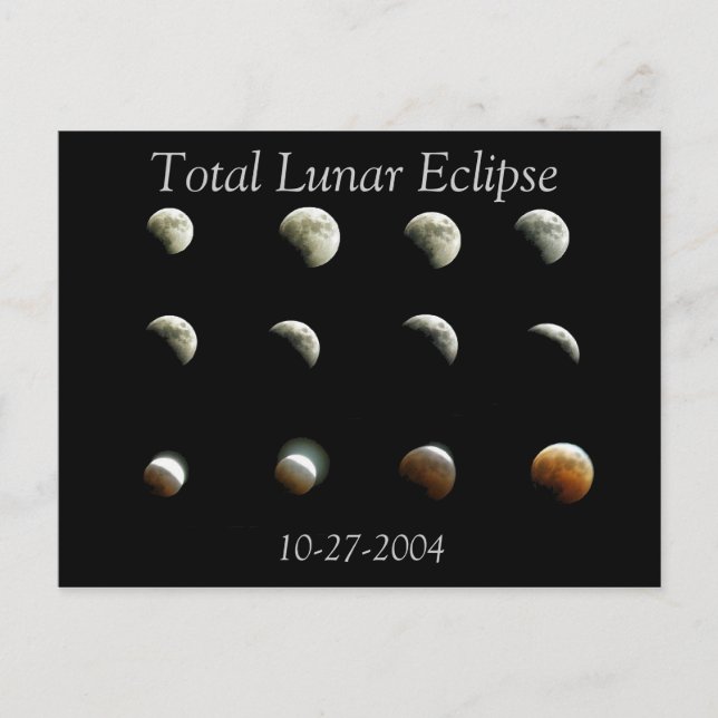 Cartão postal de Foto do Eclipse Lunar Total (Frente)