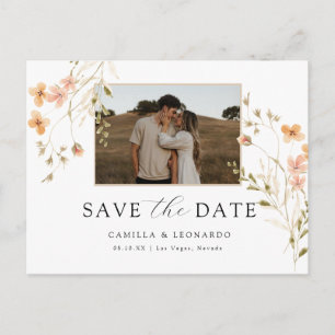 Cartão Postal de Foto Floral Save The Date