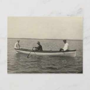 Cartão postal de foto real antiga de amigos em um