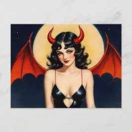 Cartão postal de garota diabólica sexy retrô