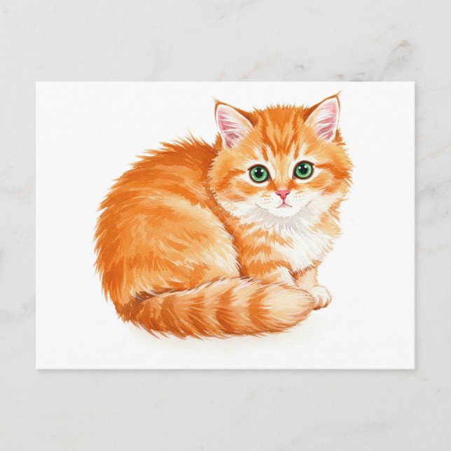 Cartão Postal de Gatinho Fofo de Gengibre (Frente)