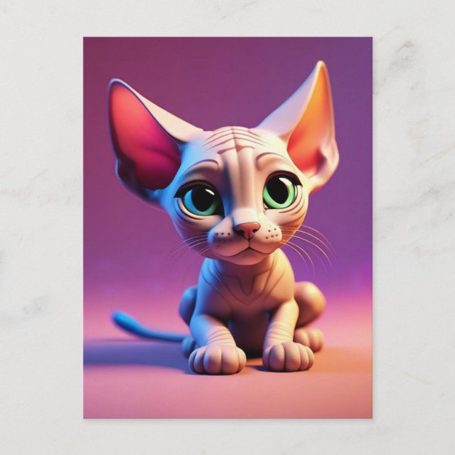 Cartão postal de gatinho gatinho sem pêlos SPHYNX (Frente)