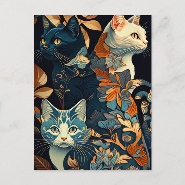 cartão postal de gato chique (Frente)