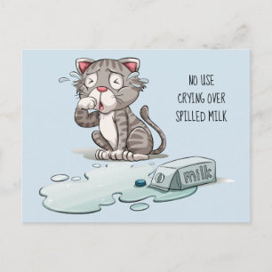 Cartão postal de gato chorando com texto e cor per