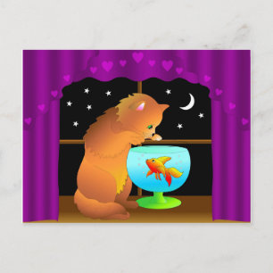 cartão postal de gato curioso