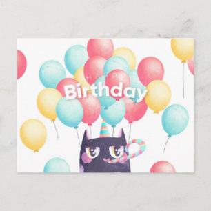 Cartão postal de gato de aniversário fofo