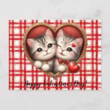 Cartão postal de gato de dia de os namorados