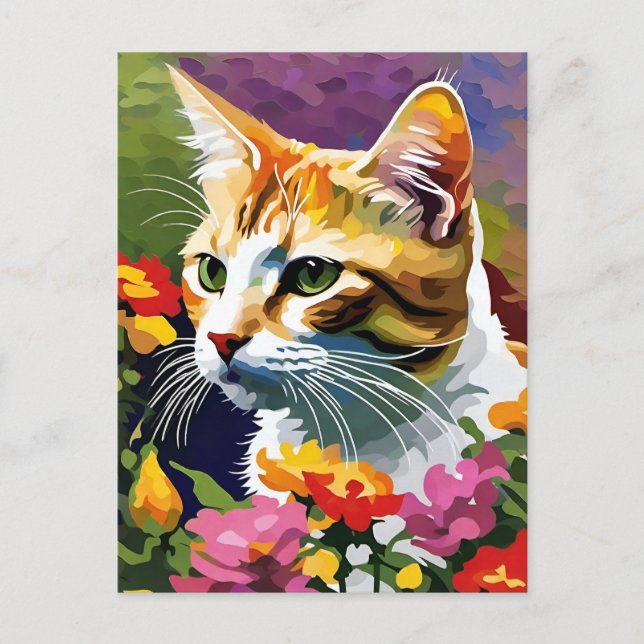Cartão postal de Gato de Estilo Monet (Frente)