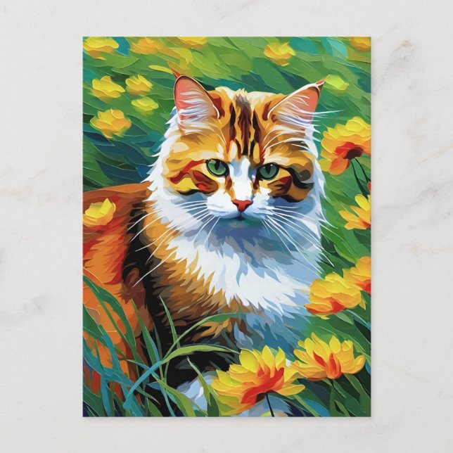 Cartão postal de Gato de Estilo Monet (Frente)