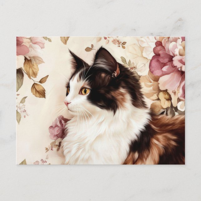 Cartão Postal de Gato em Aquarela (Frente)