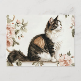 Cartão Postal de Gato em Aquarela