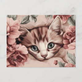 Cartão Postal de Gato em Aquarela