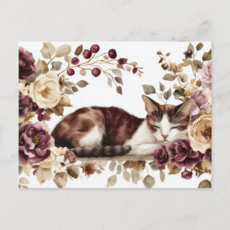 Cartão Postal de Gato em Aquarela