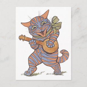 Cartão postal de gato musical da Vintage