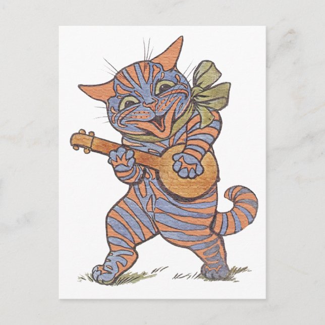 Cartão postal de gato musical da Vintage (Frente)