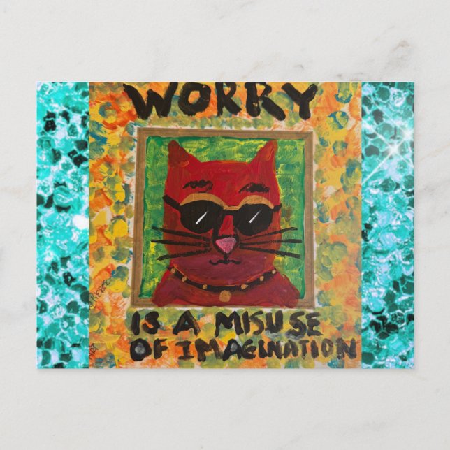 Cartão postal de gato por arte de garota má (Frente)