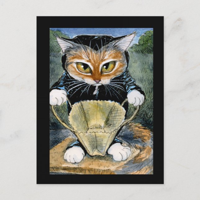 Cartão postal de gato preto das Halloween (Frente)