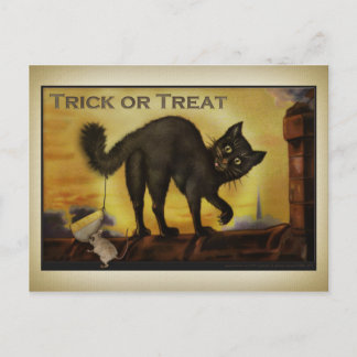 Cartão postal de gato preto Vintage
