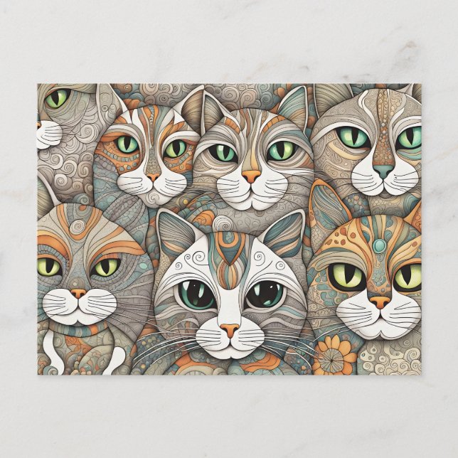 cartão postal de gatos calmantes (Frente)