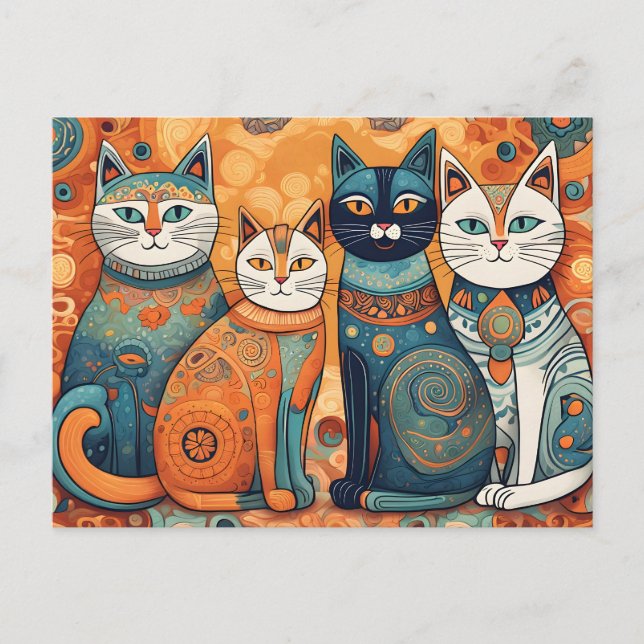 cartão postal de gatos calmantes (Frente)
