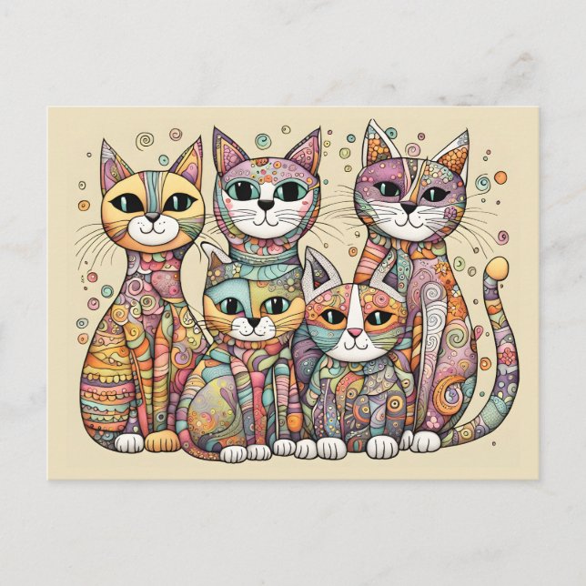 cartão postal de gatos calmantes (Frente)