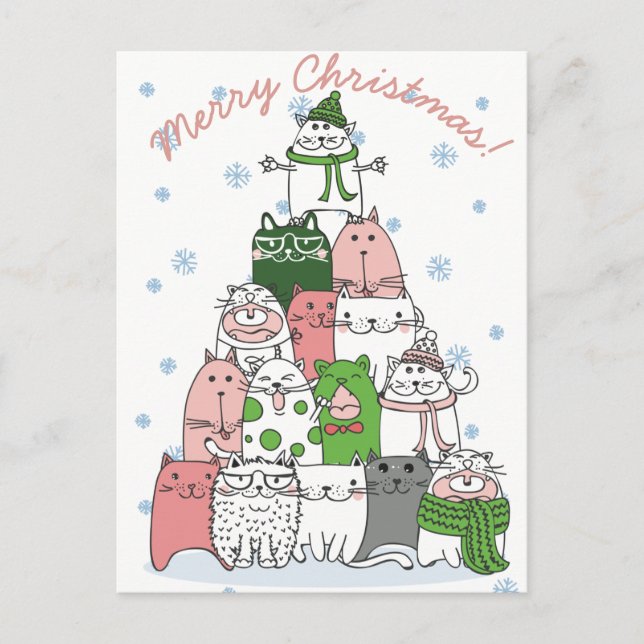Cartão postal de gatos de Natal (Frente)