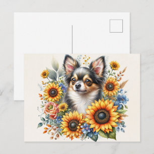 Cartão Postal de Girassol Chihuahua Arte de Cach