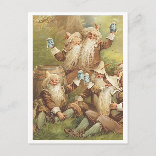 Cartão Postal de Gnomos Comemorativos Vintage (Frente)