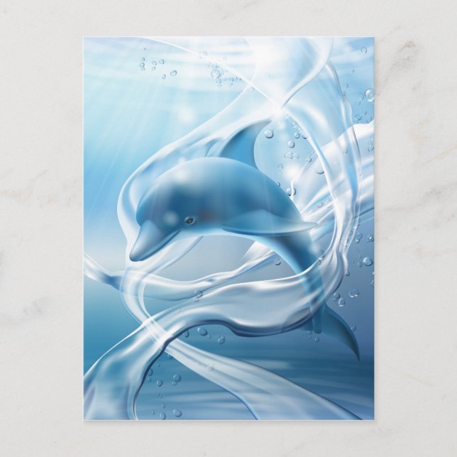 Cartão postal de golfinho azul (Frente)