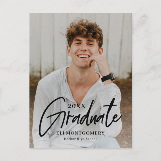 Cartão postal de graduação com cor editável e pala (Frente)