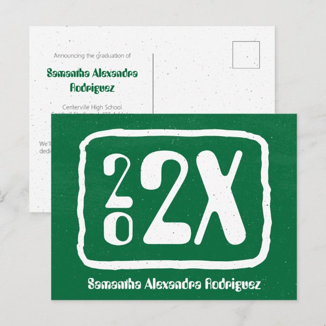 Cartão postal de Graduação de Ano Verde Funky (Frente/Verso)