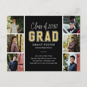 Cartão postal de graduação de cor editável Varsity