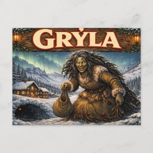 Cartão postal de Grýla, o duende de Natal islandês