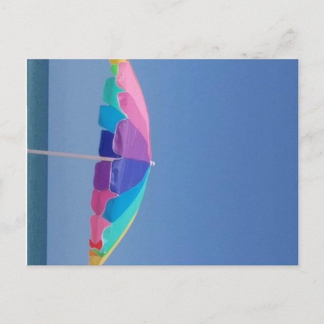Cartão postal de guarda-sol de praia (Frente)