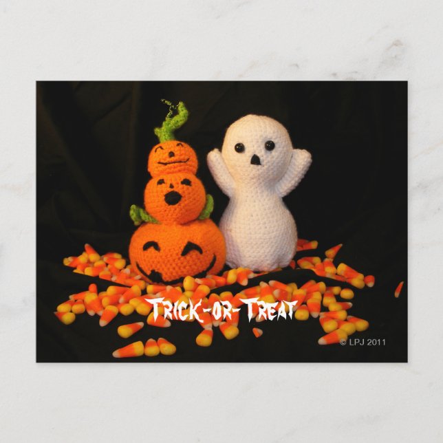 Cartão Postal de Halloween Amigurumi (Frente)