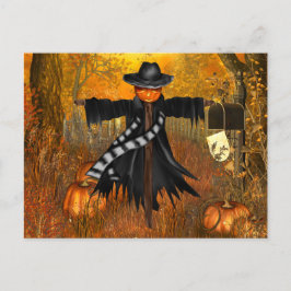 Cartão postal de Halloween com Espantalho Assustad