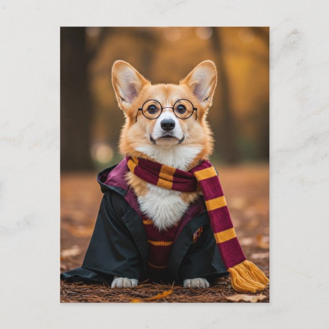 Cartão postal de Halloween Corgi Fofo para Postcro (Frente)